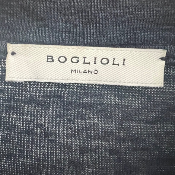 Boglioli Milano Navy Linen Polo Shirt – Made in Italy, Size Medium - Picture 3 of 3